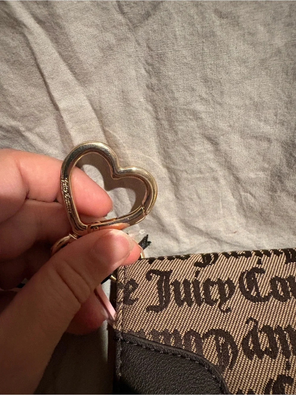 Juicy Couture Call it a Classic Brown Logo Card Case Key Chain Wallet
